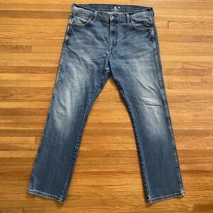 Wrangler Retro Jeans Mens 35x33 Blue Straight Leg Medium Wash Denim